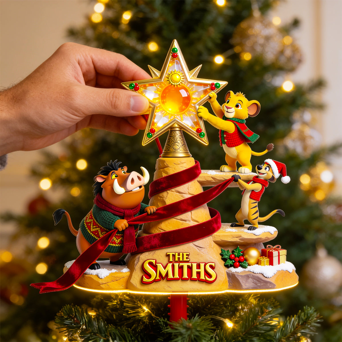 Celebrate Family Joy with King of the Jungle Acrylic Tree Topper - Custom Personalized Christmas Gift