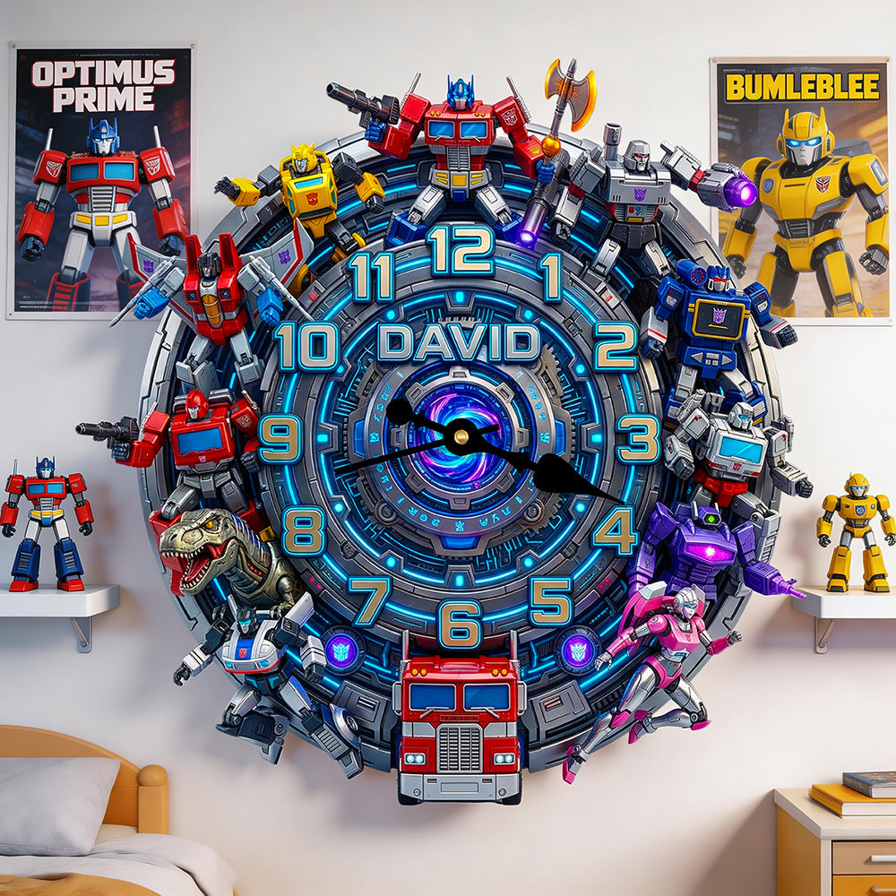 Transform the Time: Futuristic Warrior Acrylic Hanging Wall Clock - Personalized Gifts for Every Occasion Hanging Wall Clock PopCulturePrints
