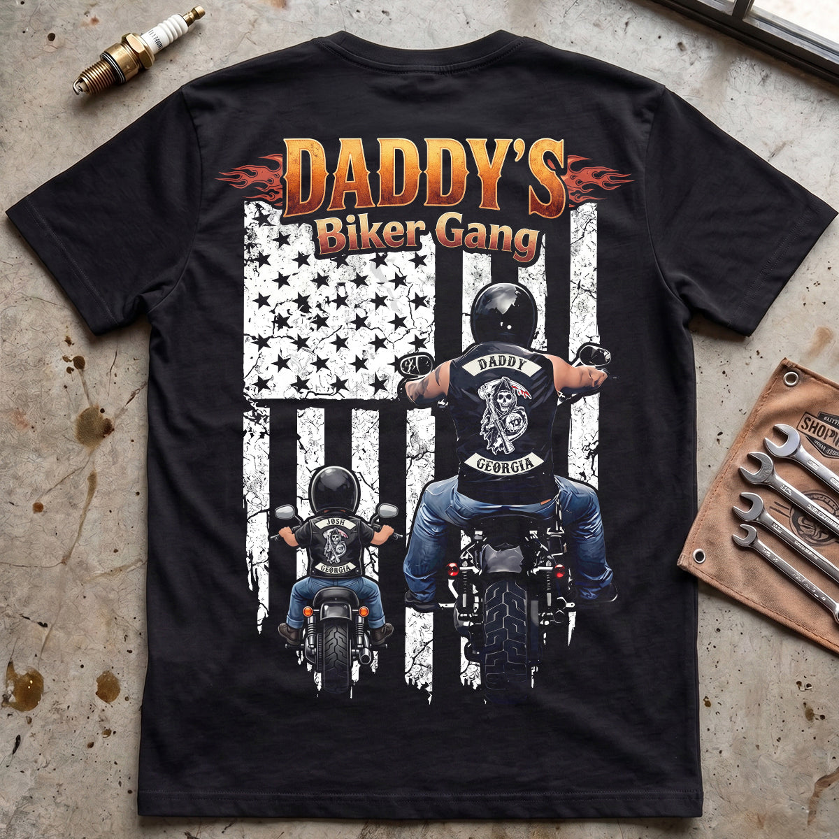“Join the Ride with Daddy’s Biker Gang” - Personalized Biker Shirt, Gift for Dads and Grandpas Shirts PopCulturePrints