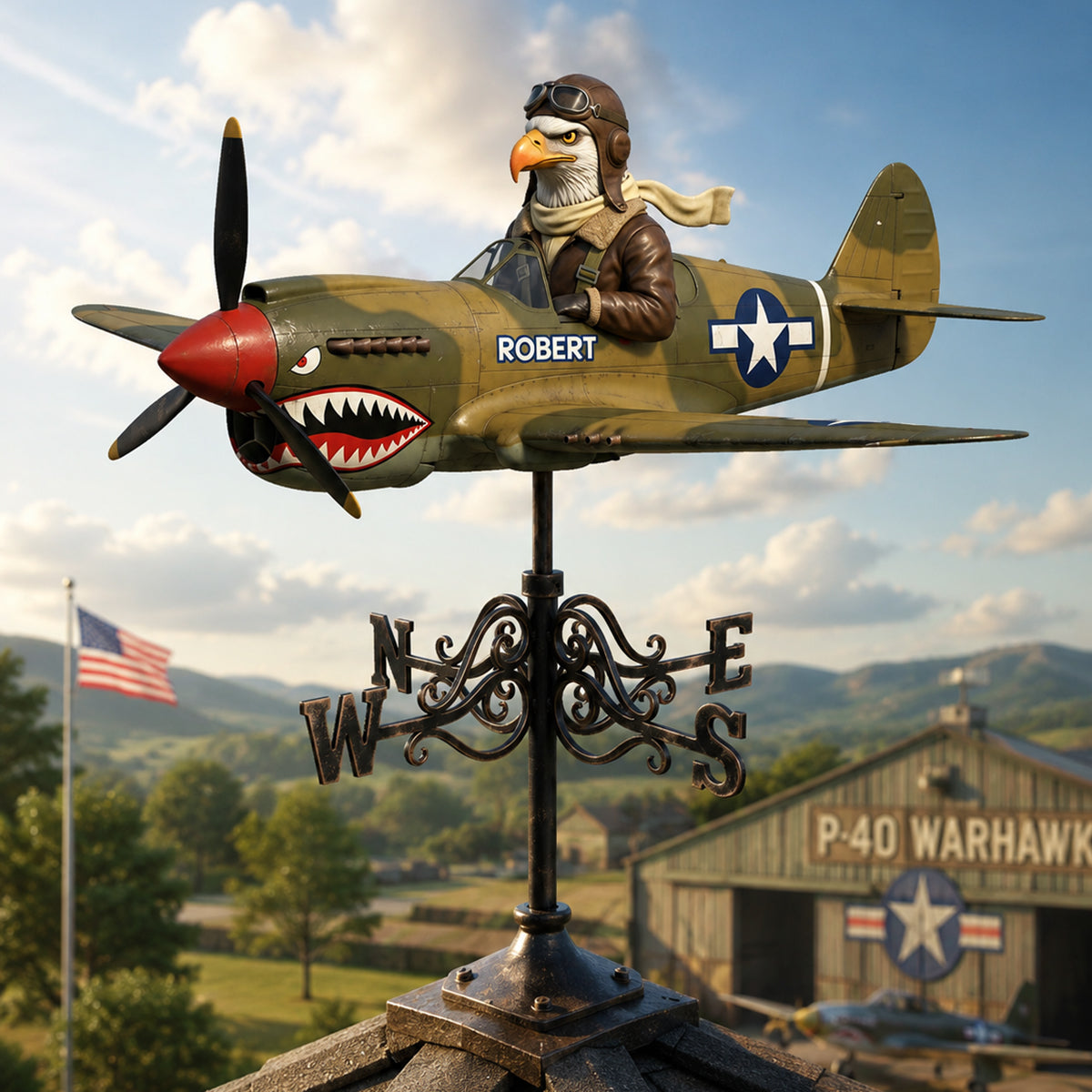"Fly High with Style!" - Vintage Fighter Pilot Metal Weather Vane - Personalized Aviator Gift for Enthusiasts and Collectors Metal Signs PopCulturePrints