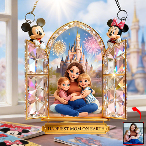 Happiest Mom On Earth Suncatcher - Personalized Photo Gift for Moms and Grandmas Ornament PopCulturePrints