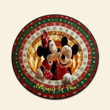 Load image into Gallery viewer, Love in the Air: Personalized Mickey &amp; Minnie Round Mat - Custom Gift for Couples Doormat PopCulturePrints
