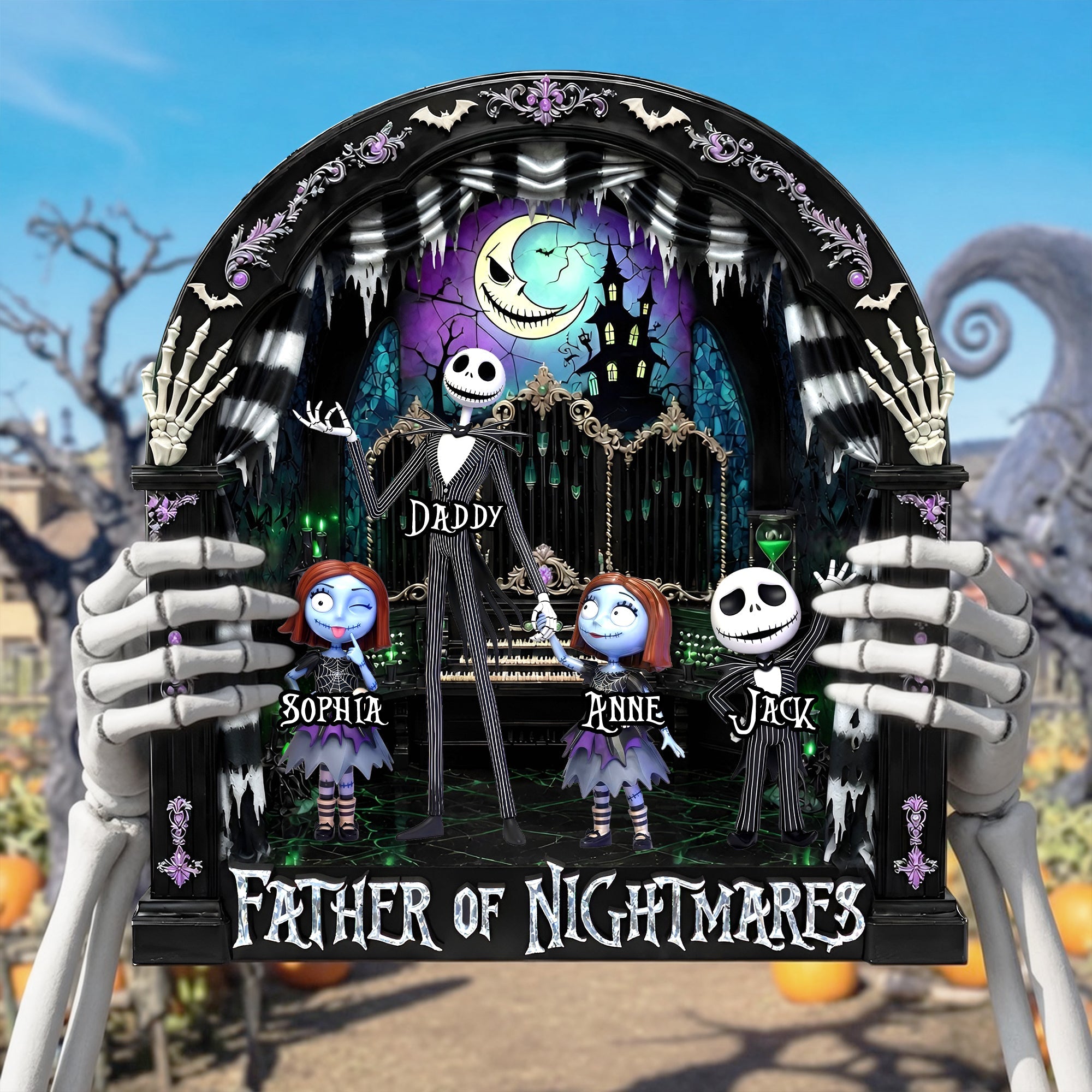 “Spooky Vibes for Dads and Kids” - Personalized Spooky Dad And Kids Acrylic Plaque - Gift for Dads, Grandpas, and Kids Shaped Plaques PopCulturePrints