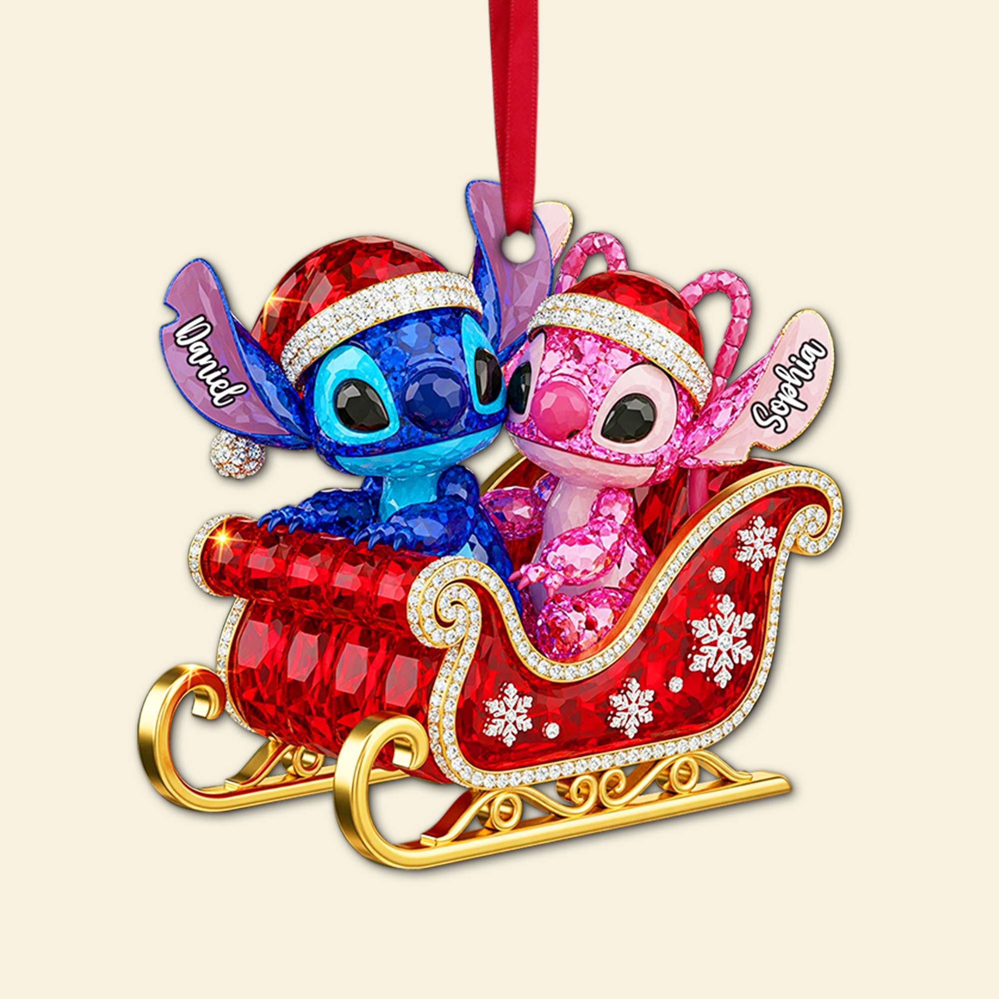 "Bring the Magic of Christmas to Your Tree!" - Alien Couple Sleigh Christmas Ornament - Personalized Gift for Couples, Friends, or Family Ornament PopCulturePrints
