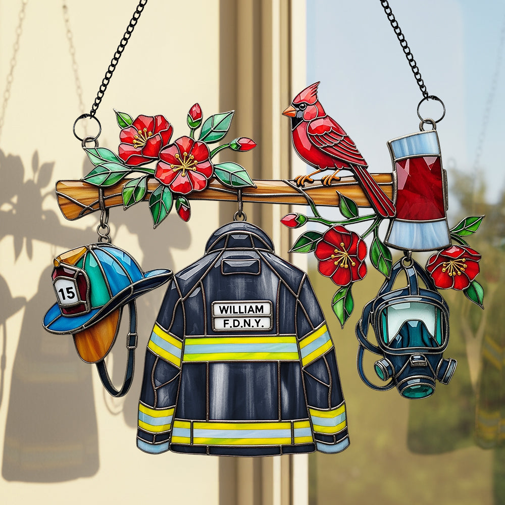 “Celebrate Bravery with Our Firefighter Heaven Suncatcher” - Personalized Gift for Firefighters, Customizable Ornament Ornament PopCulturePrints