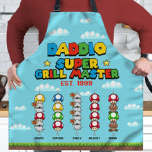 Load image into Gallery viewer, Personalized Super Dad Grill Master Apron - Custom Father&#39;s Day Gift Aprons PopCulturePrints
