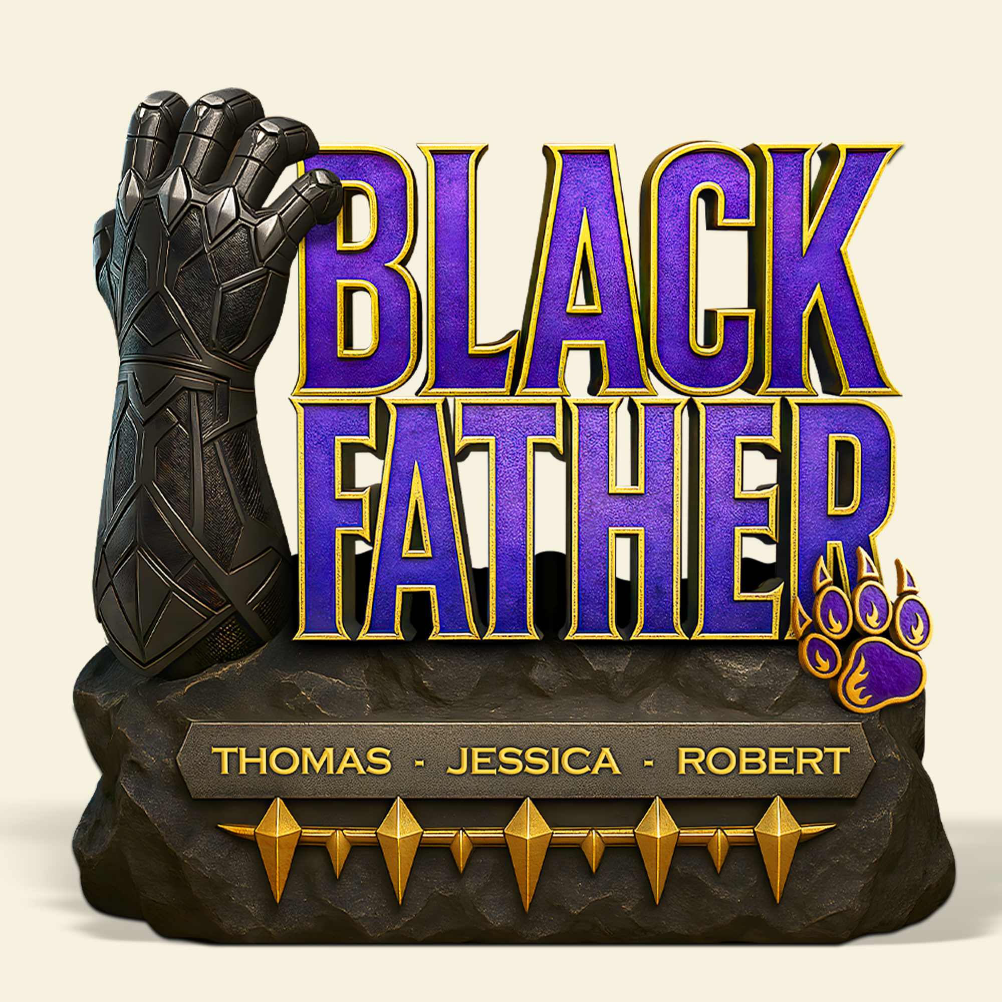 “A Father's Strength and Guidance” - Black Father Plaque - Personalized Gift for Dad, Grandpa & More Shaped Plaques PopCulturePrints