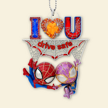 Load image into Gallery viewer, &quot;Drive Safe, My Love!&quot; - Personalized Wall-Crawler Couple Car Ornament for Couples Ornament PopCulturePrints
