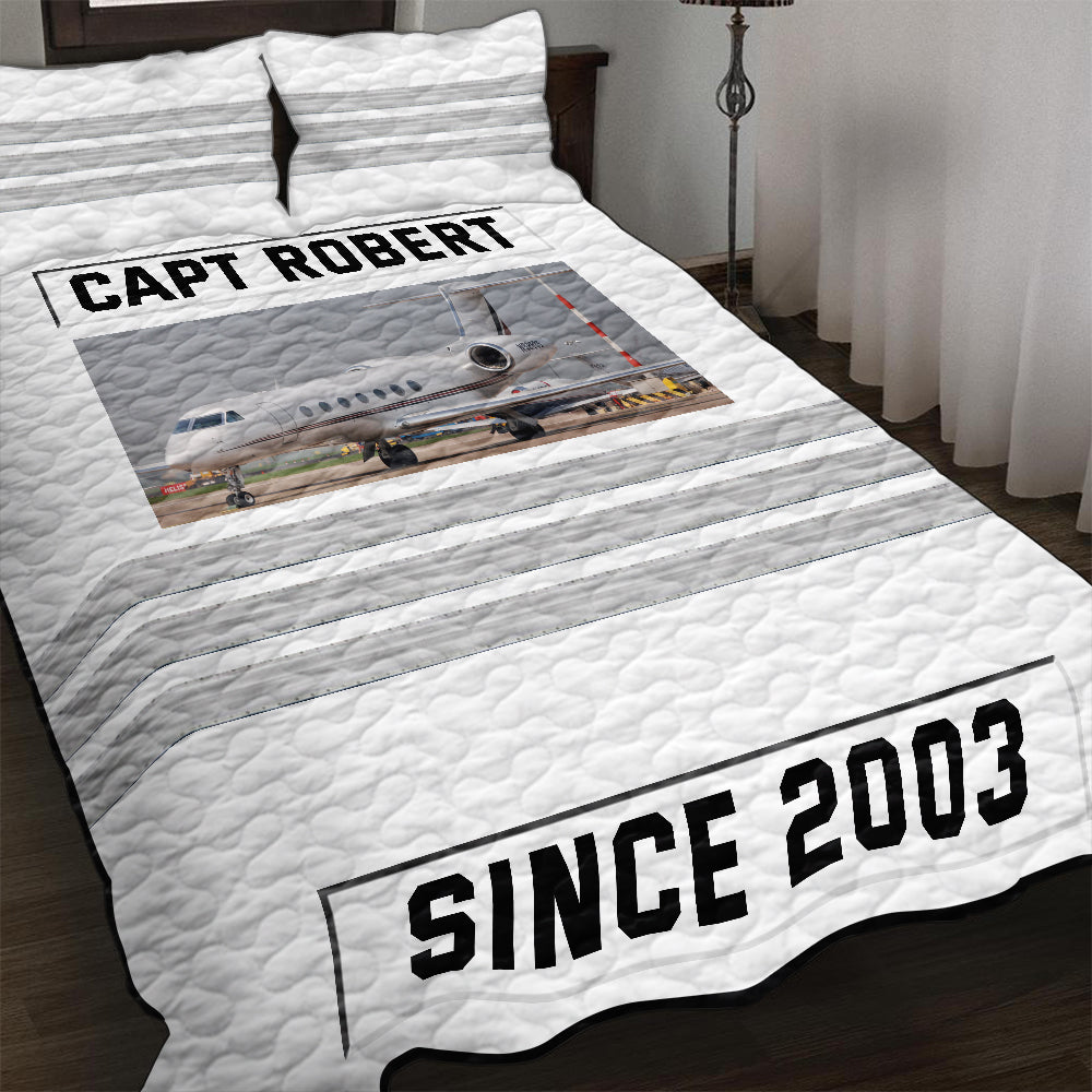 Personalized Pilot Quilt Bedding Set with Custom Airline Logo Blanket PopCulturePrints