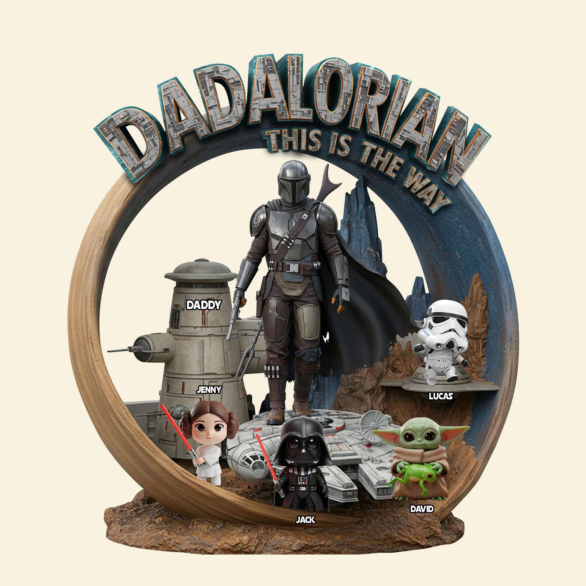Papalorian: This Is The Way - Personalized Father’s Day Gift for Dads, Grandpas & More Shaped Plaques PopCulturePrints