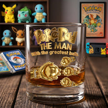 Load image into Gallery viewer, “Be the PokéDad with the Greatest Balls” - Personalized Pocket Monster Dad Fist Bump Glass - Gift for Dads, Grandpas, and Pokemon Fans Glass PopCulturePrints
