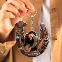 Load image into Gallery viewer, Personalized Horse Riding Acrylic Keychain for Couples | Unique Love Gift Keychains PopCulturePrints
