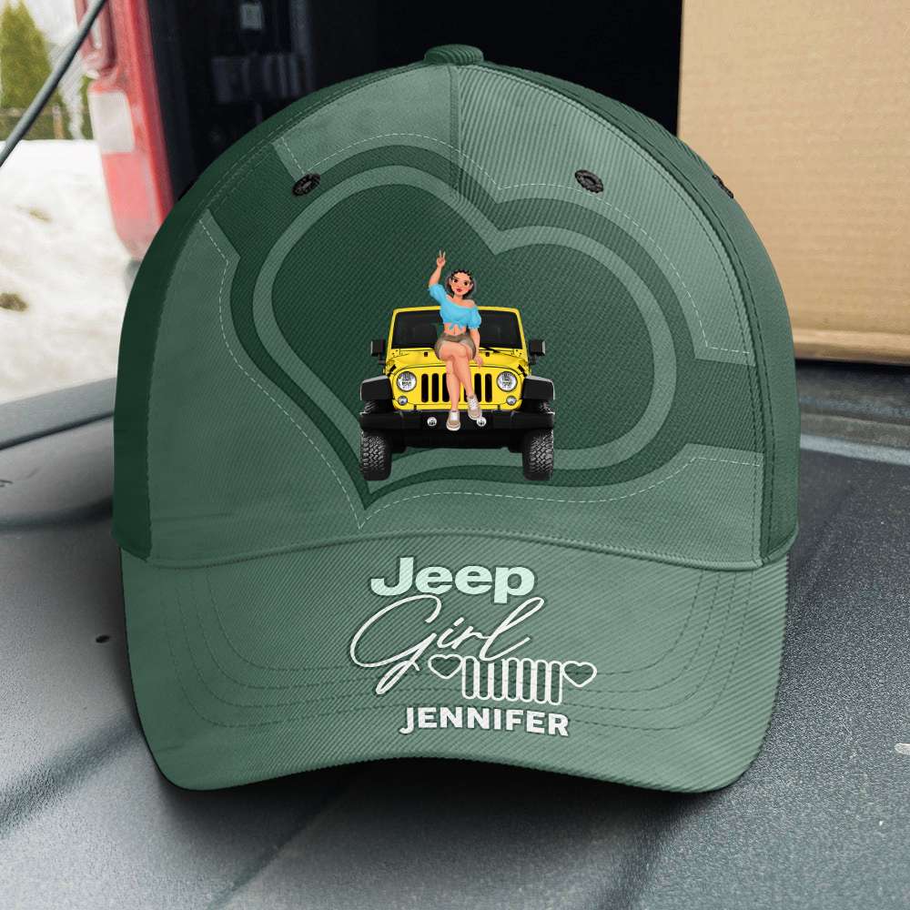 Personalized Jeep Girl Cap with Pink Camo Design