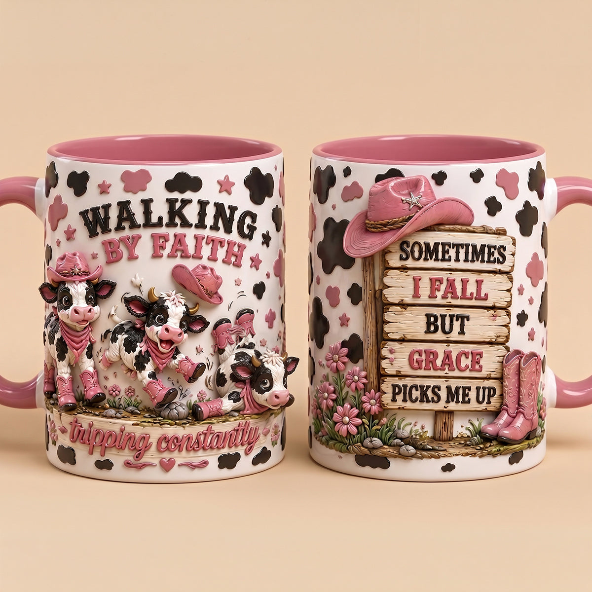 Walking By Faith Calf Coffee Mug - Personalized Christian Gift for Loved Ones