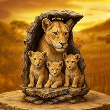 Load image into Gallery viewer, “Best Mom Ever” - Personalized Little Cubs &amp; Lion Mom Plaque - Unique Mother’s Day Gift for Moms, Grandmas, and More Shaped Plaques PopCulturePrints
