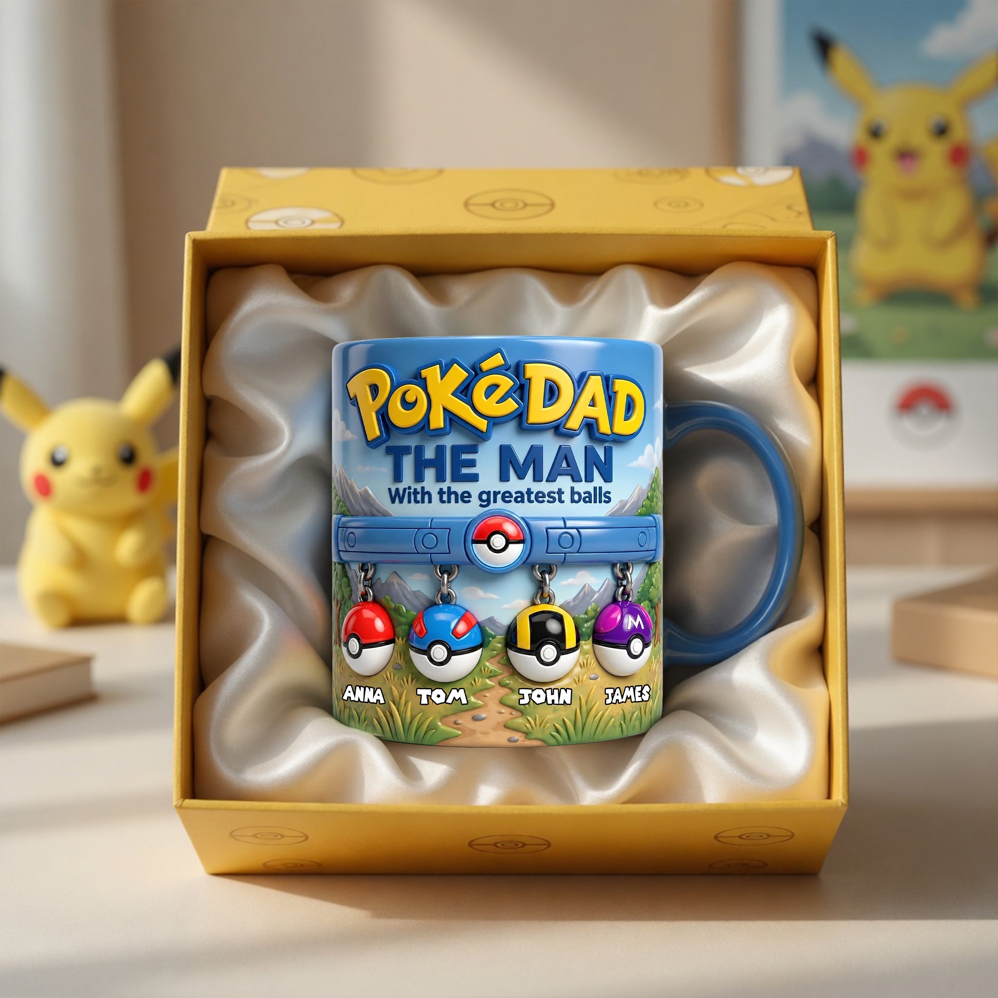 “PokéDad: The Man With the Greatest Balls” - Personalized Coffee Mug for Dad Coffee Mug PopCulturePrints