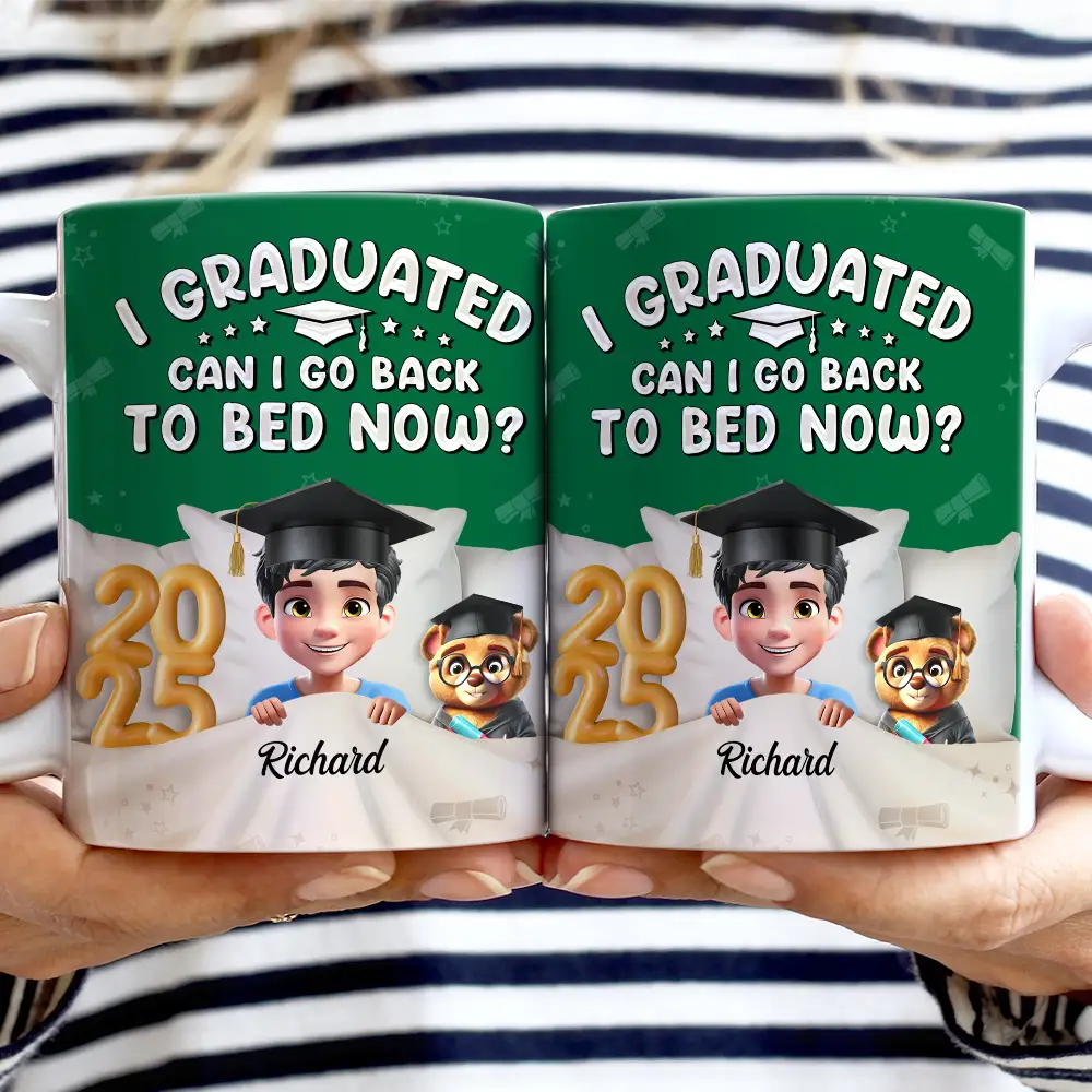 I Graduated, Can I Go Back To Bed Now? - Personalized White Edge-to-Edge Mug - Gift for Graduates, Moms, and Grandmas Mug PopCulturePrints