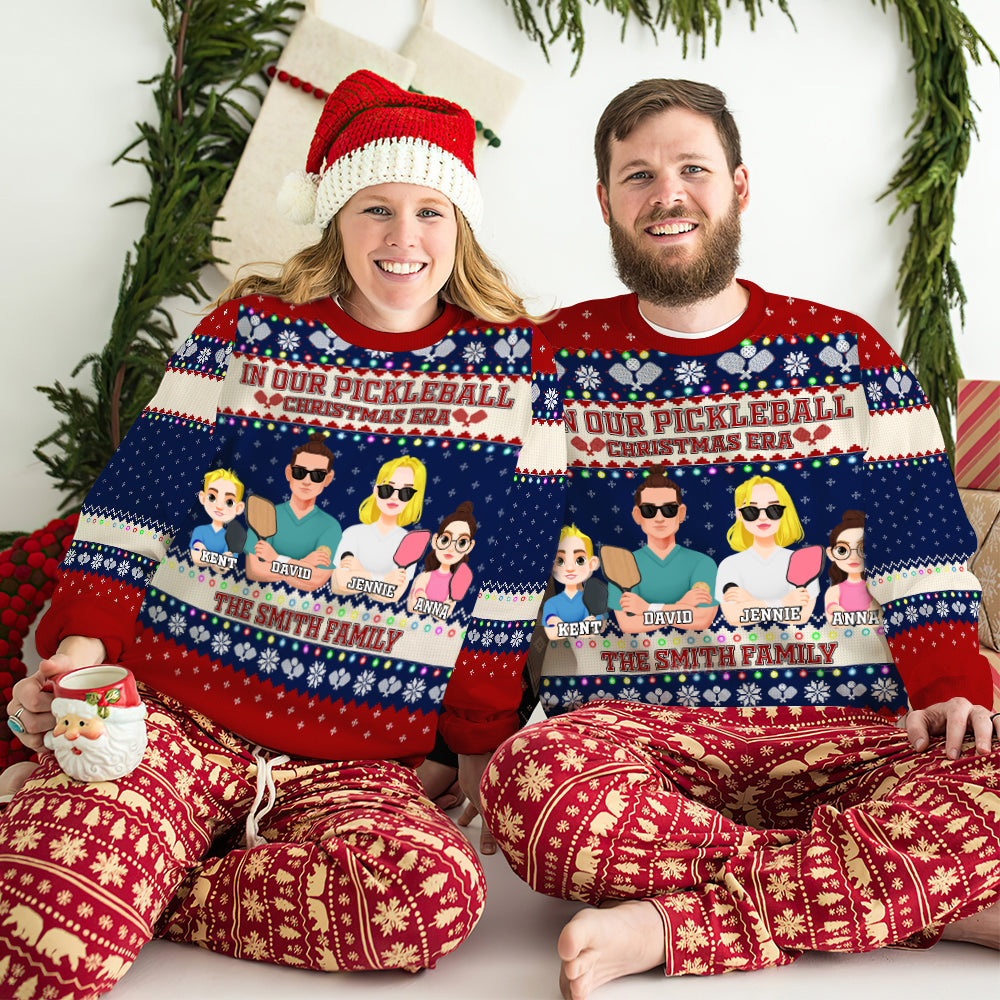 Custom Family Pickleball Ugly Christmas Sweatshirt Ugly Christmas Sweater PopCulturePrints