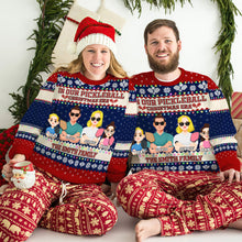 Load image into Gallery viewer, Custom Family Pickleball Ugly Christmas Sweatshirt Ugly Christmas Sweater PopCulturePrints
