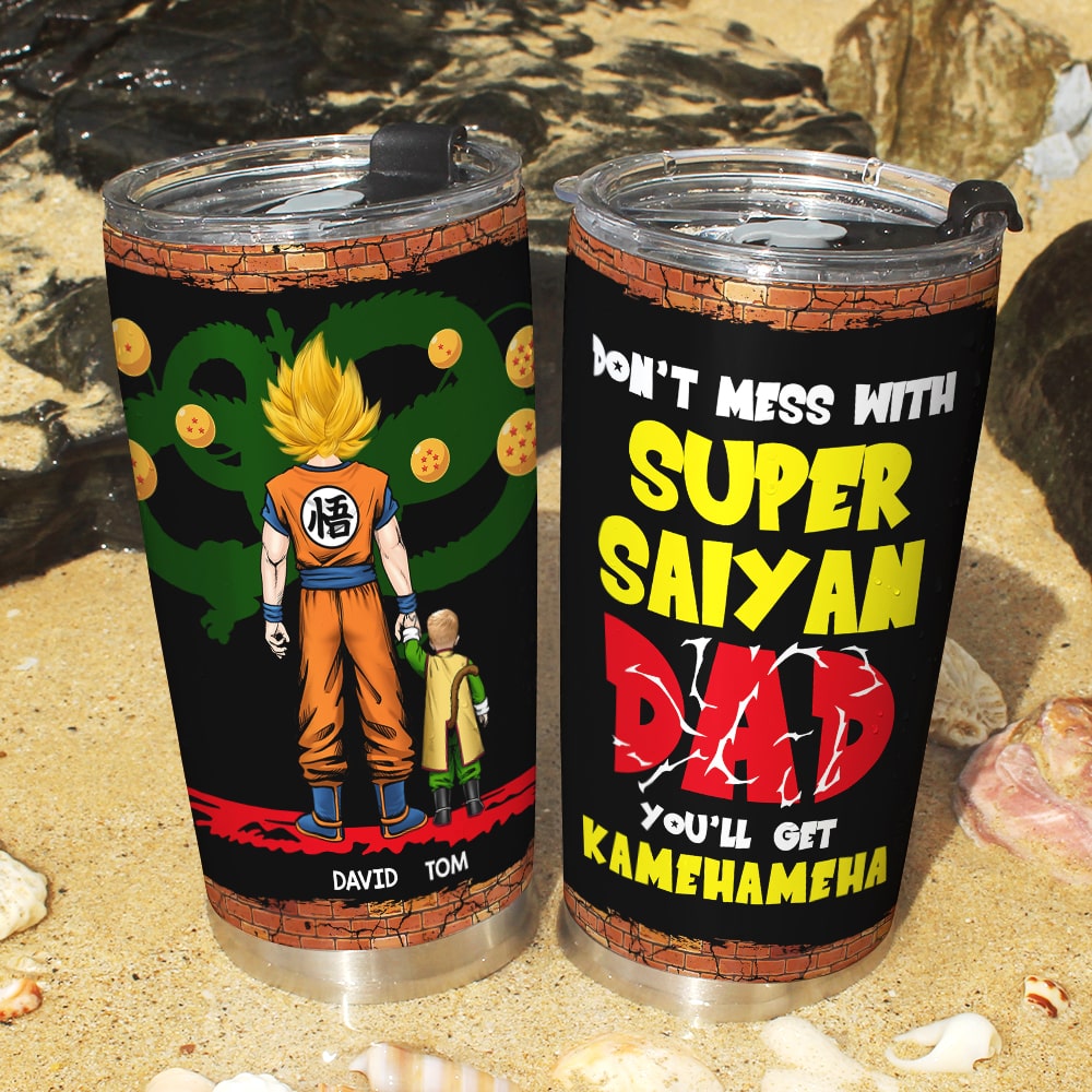 Personalized Super Saiyan Dad Tumbler - Don't Mess With Dad Gift