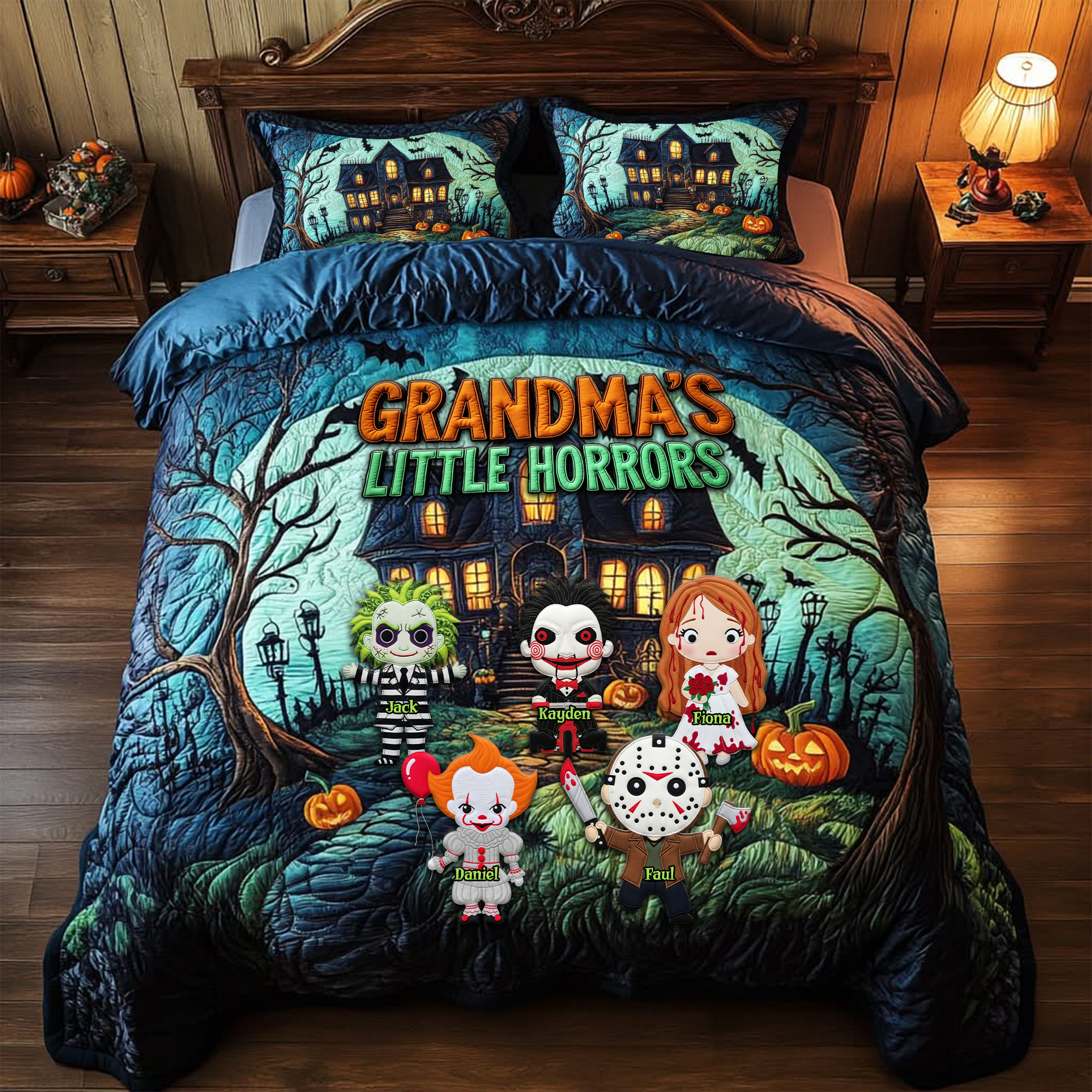 "Embrace the Spooky Spirit" - Little Horror Quilt Bed Set - Custom Personalized Gifts for Grandma & Mom Bedding Set PopCulturePrints
