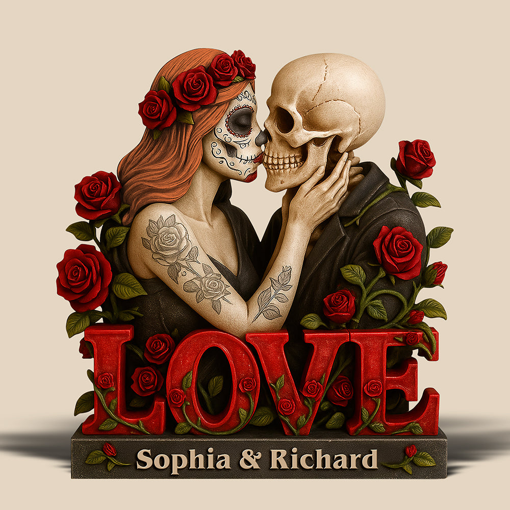 Skull Couple Acrylic Plaque - Personalized Love Keepsake for Couples Shaped Plaques PopCulturePrints
