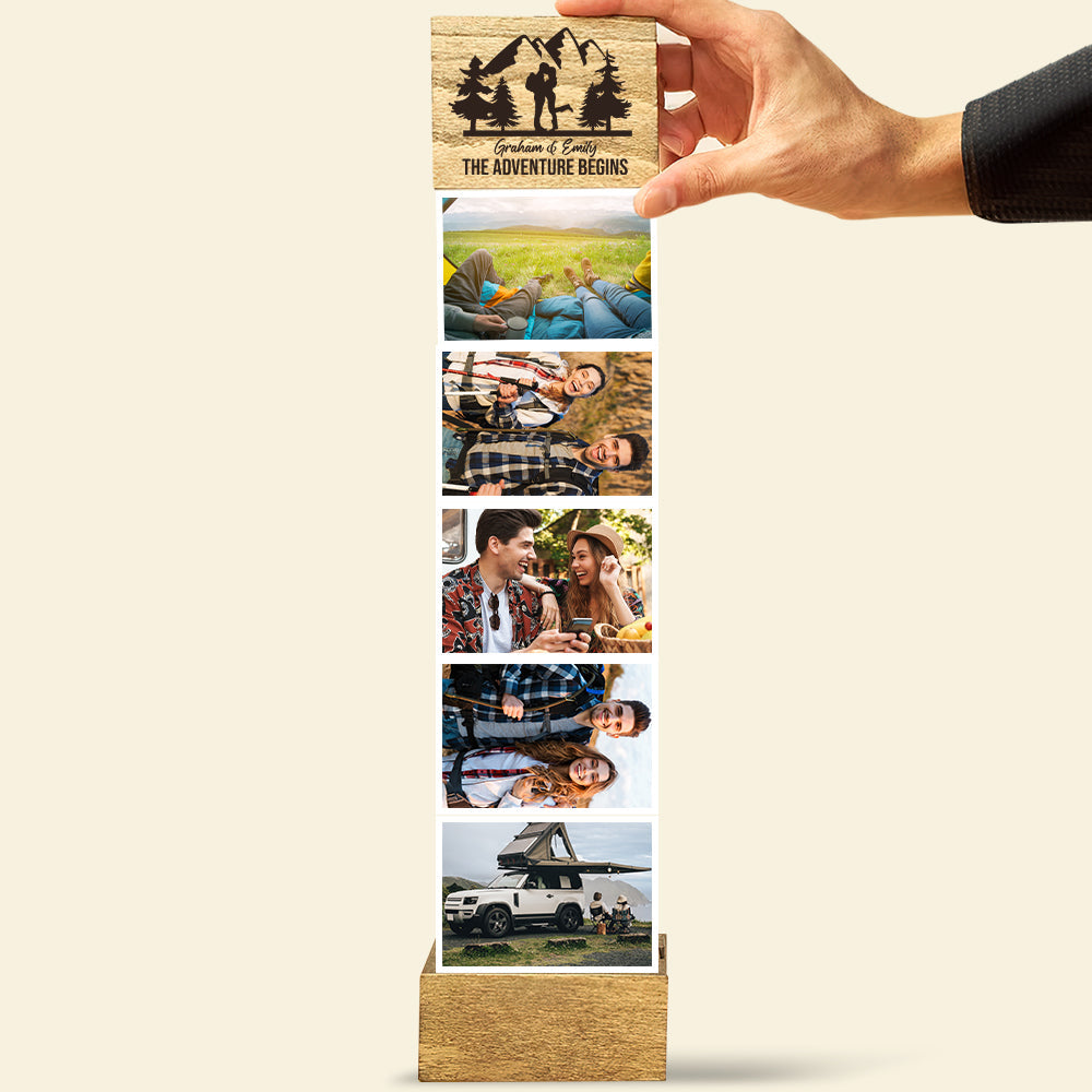 Personalized Wooden Photo Box for Couples - The Adventure Begins Wooden Photo Box PopCulturePrints