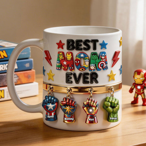 Best Mom Ever! - Personalized Mom Coffee Mug with Custom Names Coffee Mug PopCulturePrints