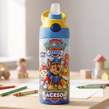 Load image into Gallery viewer, “Adventure Awaits with Paw Patrol” - Colorful 12oz Kid Tumbler - Personalized Gift for Kids Tumbler Cup PopCulturePrints
