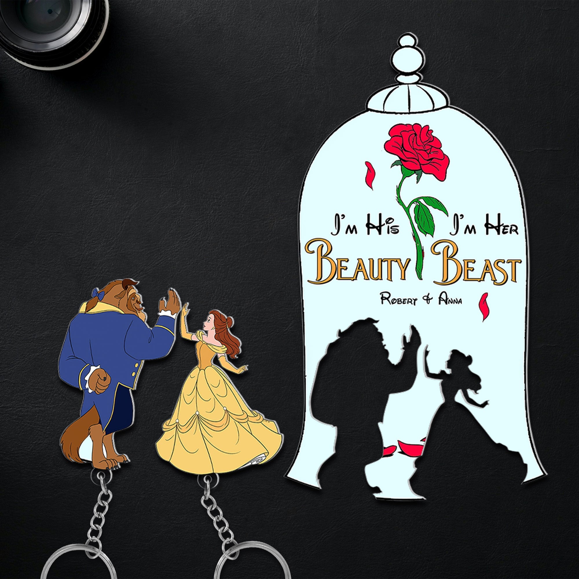 Personalized 'Beauty & Beast' Couple Key Holder Set Key Holder PopCulturePrints