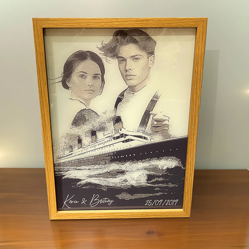 Personalized Romantic Light Frame - Custom Photo Gift for Couples Light Picture Frame PopCulturePrints