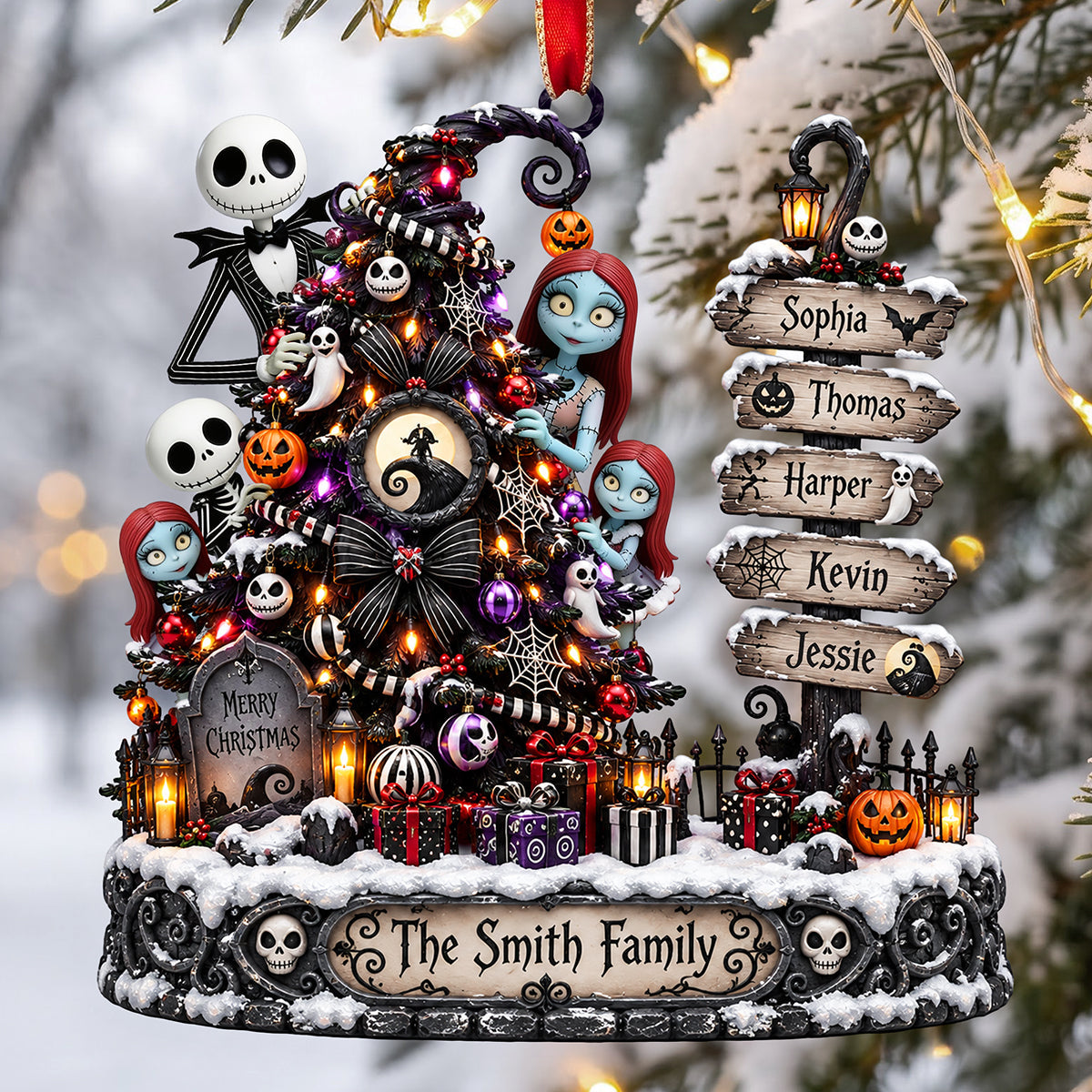"Celebrate the Spooky Season with a Unique Touch" - Personalized Spooky Tree Christmas Ornament - Gift for Family and Friends Ornament PopCulturePrints