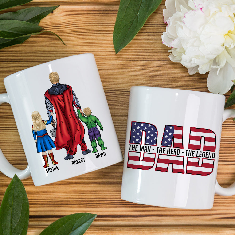 Personalized Superhero Dad Coffee Mug - The Man, The Hero, The Legend Coffee Mug PopCulturePrints