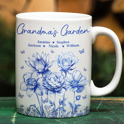“Grandma's Garden: A Personalized Touch” - Custom Edge-to-Edge Mug for Grandma Mug PopCulturePrints