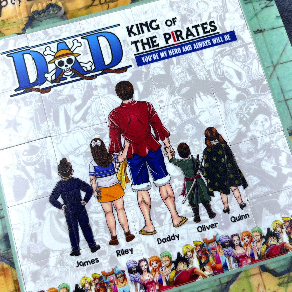 “You're My Hero and Always Will Be” - Best Pirate Dad Sliding Puzzle - Personalized Gift for Dad, Grandpa, and Father Figures Sliding Puzzle PopCulturePrints