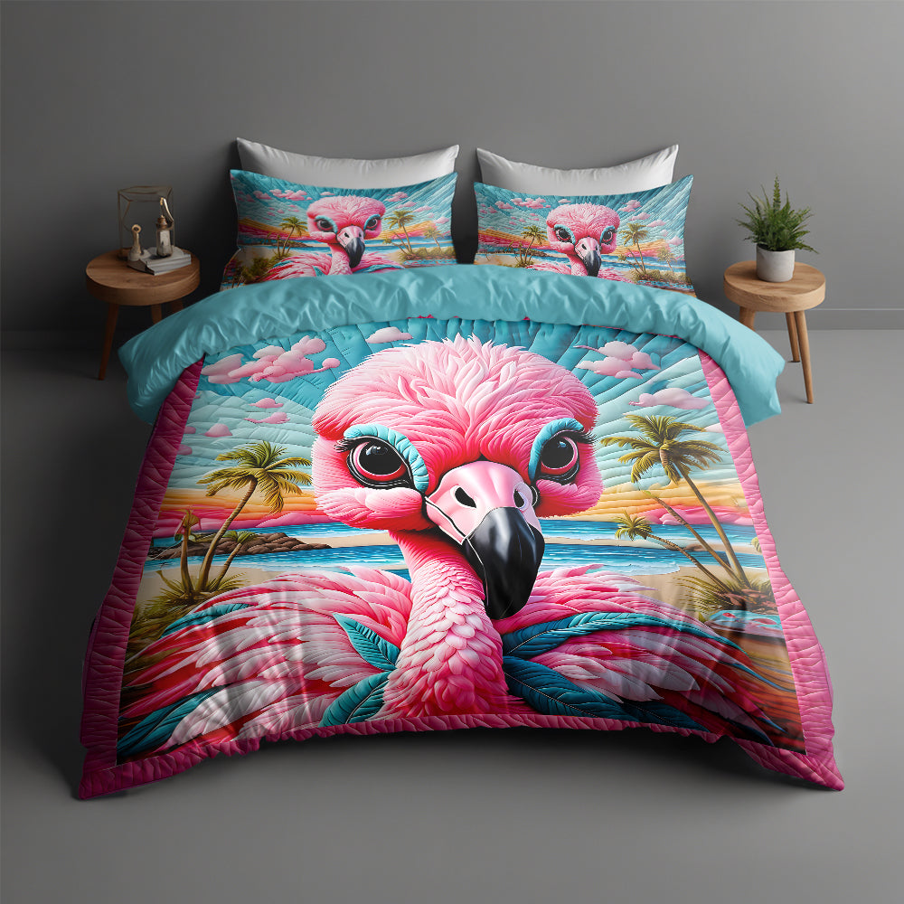 Flamingo Lovers Quilt Bedding Set - Colorful and Fun Décor Blanket PopCulturePrints
