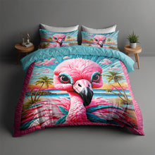 Load image into Gallery viewer, Flamingo Lovers Quilt Bedding Set - Colorful and Fun Décor Blanket PopCulturePrints
