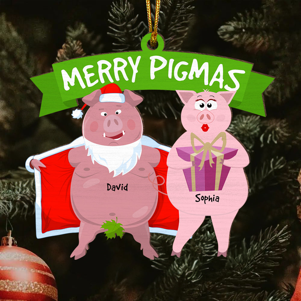 Funny Pig Couple Personalized Ornament for Christmas - Valentine's Day Gifts Ornament PopCulturePrints