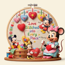 Load image into Gallery viewer, "Love Stitched into Every Piece" - Personalized Family Heart Keepsake Acrylic Plaque - Gift for Mom, Grandma, and Loved Ones Shaped Plaques PopCulturePrints

