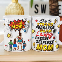 Load image into Gallery viewer, Super Mom: Strong, Fearless, Warm, Loving - Personalized Coffee Mug for Mom Coffee Mug PopCulturePrints
