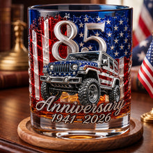 Load image into Gallery viewer, "Cheers to 85 Years!" Personalized Drinking Glass - Unique Gift for Anniversary and Jeep Lovers
