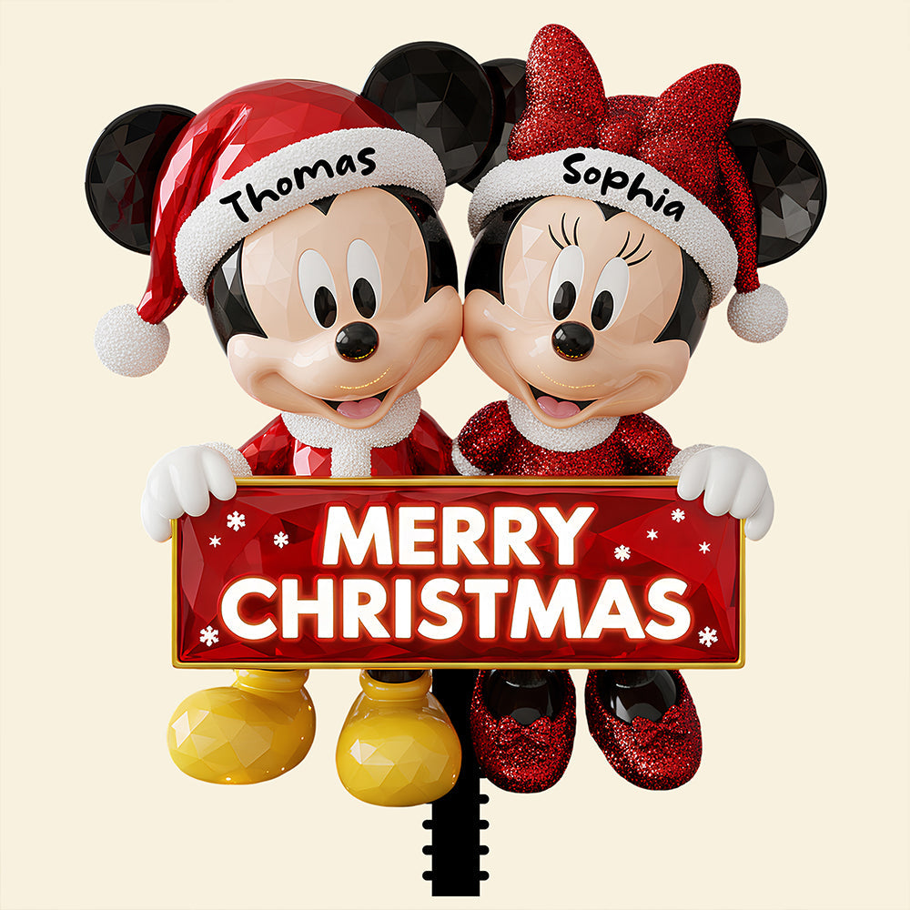 Merry Christmas with Love - Personalized Couple Acrylic Tree Topper Ornament PopCulturePrints