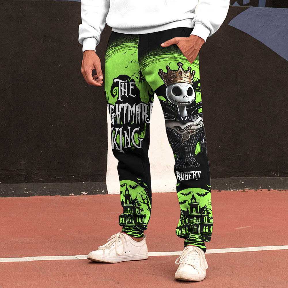 Personalized Nightmare King & Queen Sweatpants for Couples | Custom Valentine's Day Gifts Shorts and Pants PopCulturePrints