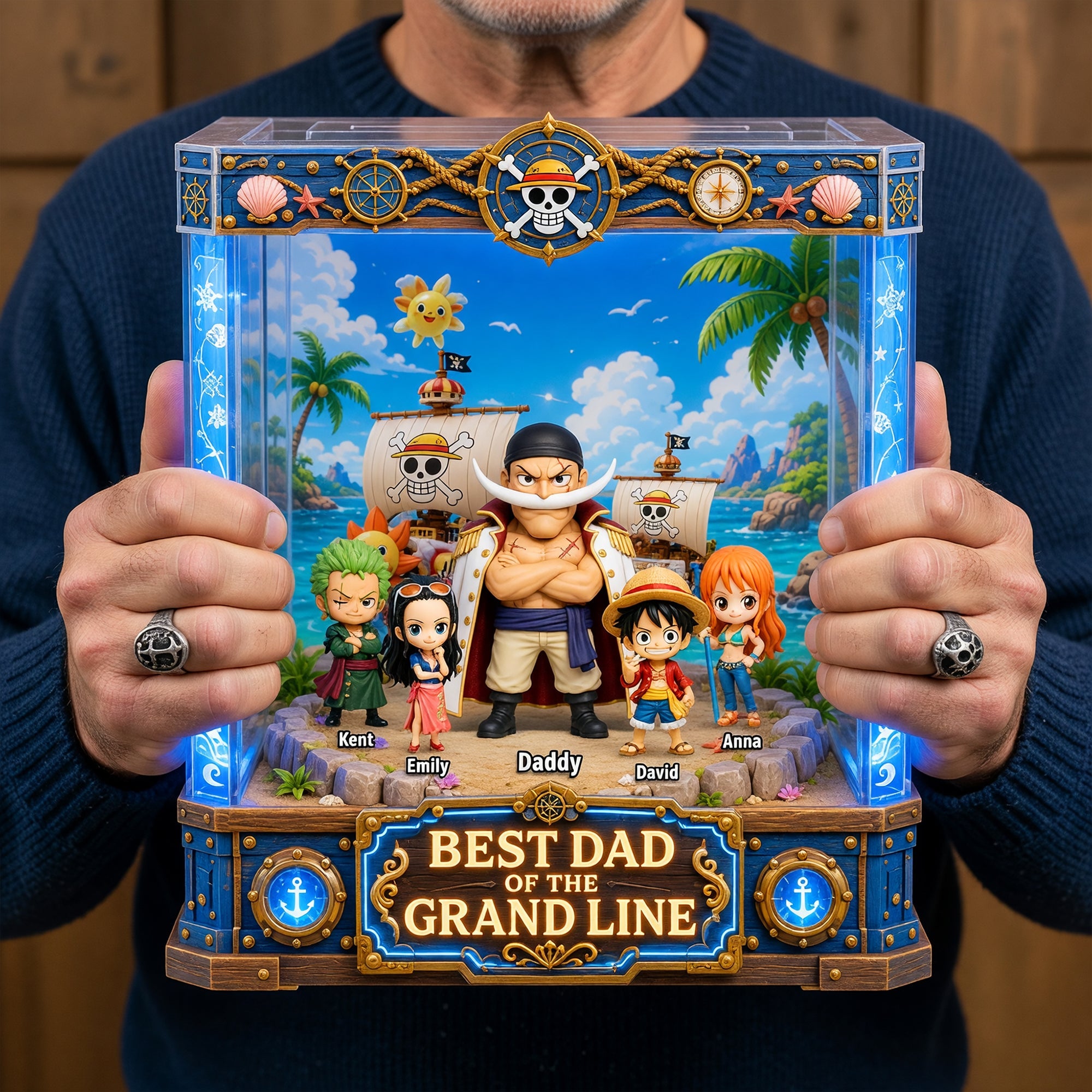 “Best Dad of the Grand Line” - Personalized Adventure Acrylic Plaque - A Special Gift for Dads, Grandpas, and Fathers Shaped Plaques PopCulturePrints