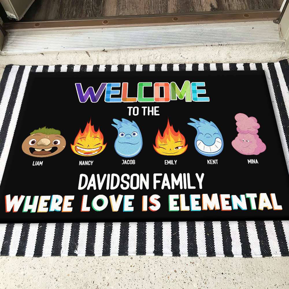 Personalized Elemental Family Welcome Doormat Doormat PopCulturePrints