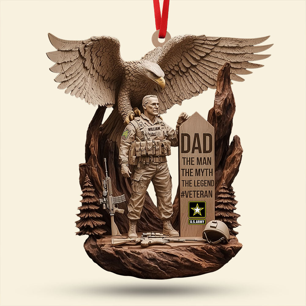 “Dad: The Man, The Myth, The Legend” - Personalized Veteran Christmas Ornament - Gift for Public Service Officers Ornament PopCulturePrints