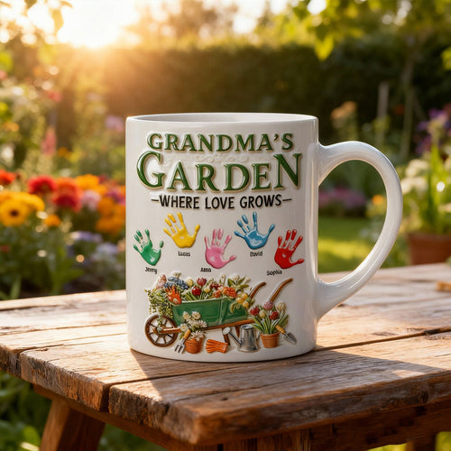 Grandma's Garden Coffee Mug - Personalized Gift for Grandma Coffee Mug PopCulturePrints