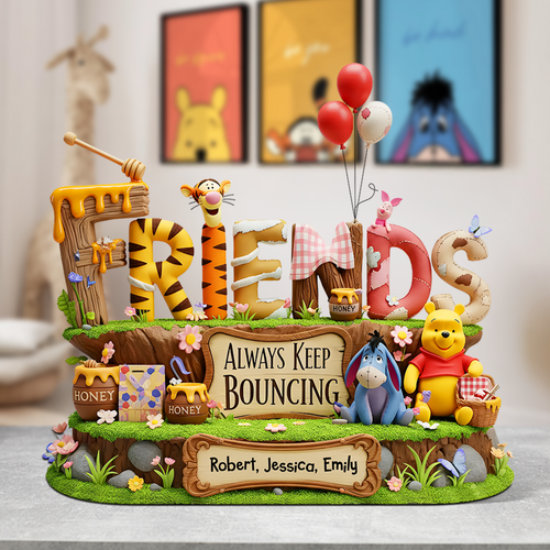 Always Keep Bouncing - Cartoon Friends Acrylic Plaque - Personalized Gifts For Friends Shaped Plaques PopCulturePrints