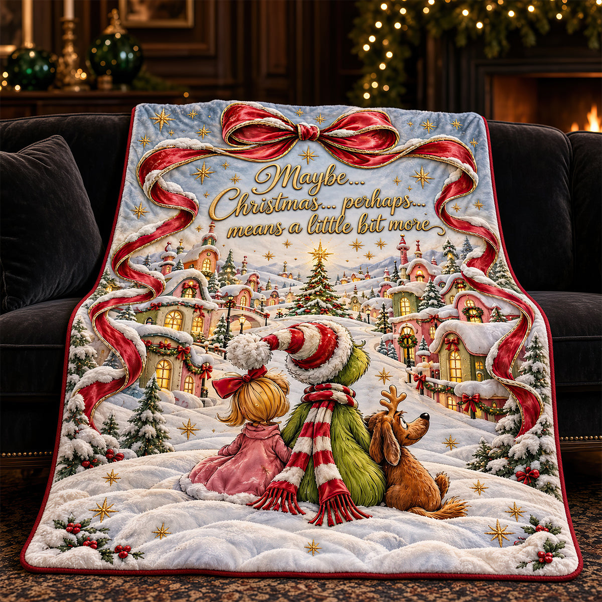 “Maybe Christmas means a little bit more” - Shining Christmas Blanket - Personalized Gift for Loved Ones Blanket PopCulturePrints