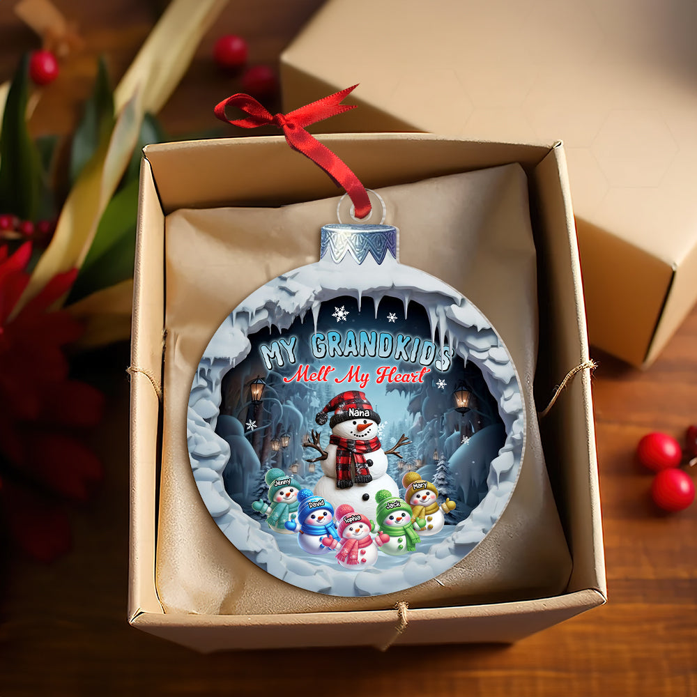 Personalized Snowman Family Christmas Ornament for Grandma